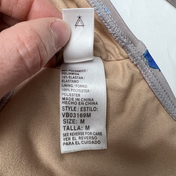 VYB Tank Swimsuit Top w/ Pads Gray Pink Floral Snaps Medium - Picture 6 of 9